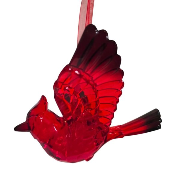 Cardinal Ornament Red Acrylic Bird Always Near Lost Loved One Grief Enesco Xmas - Picture 1 of 14